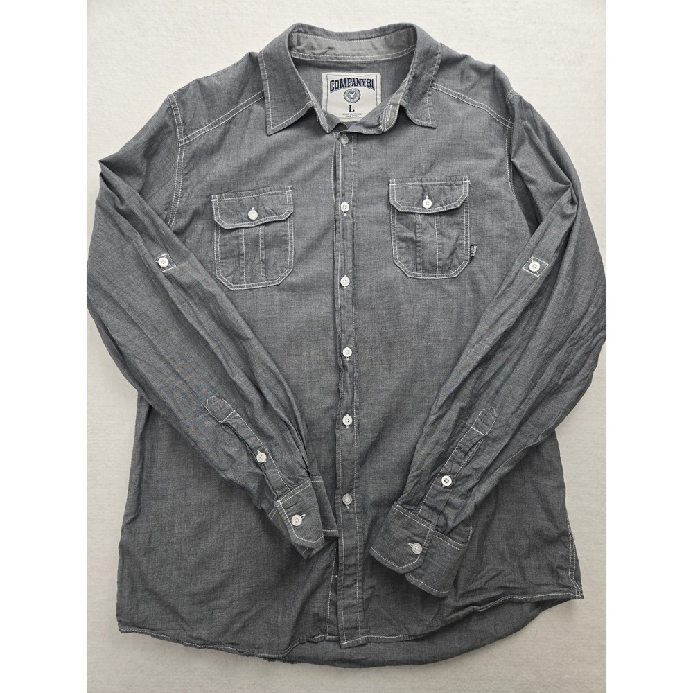 Company‎ 81 Mens Gray Long Sleeve Button Down Shirt with Pockets Size L